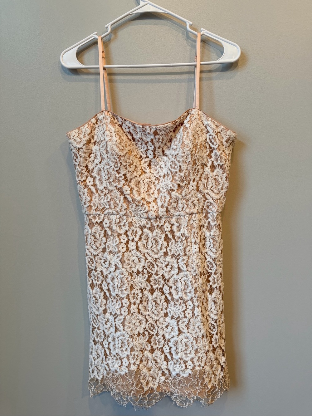 Eliza J Lace Overlay Mini Dress adjustable straps and built in bra size 12